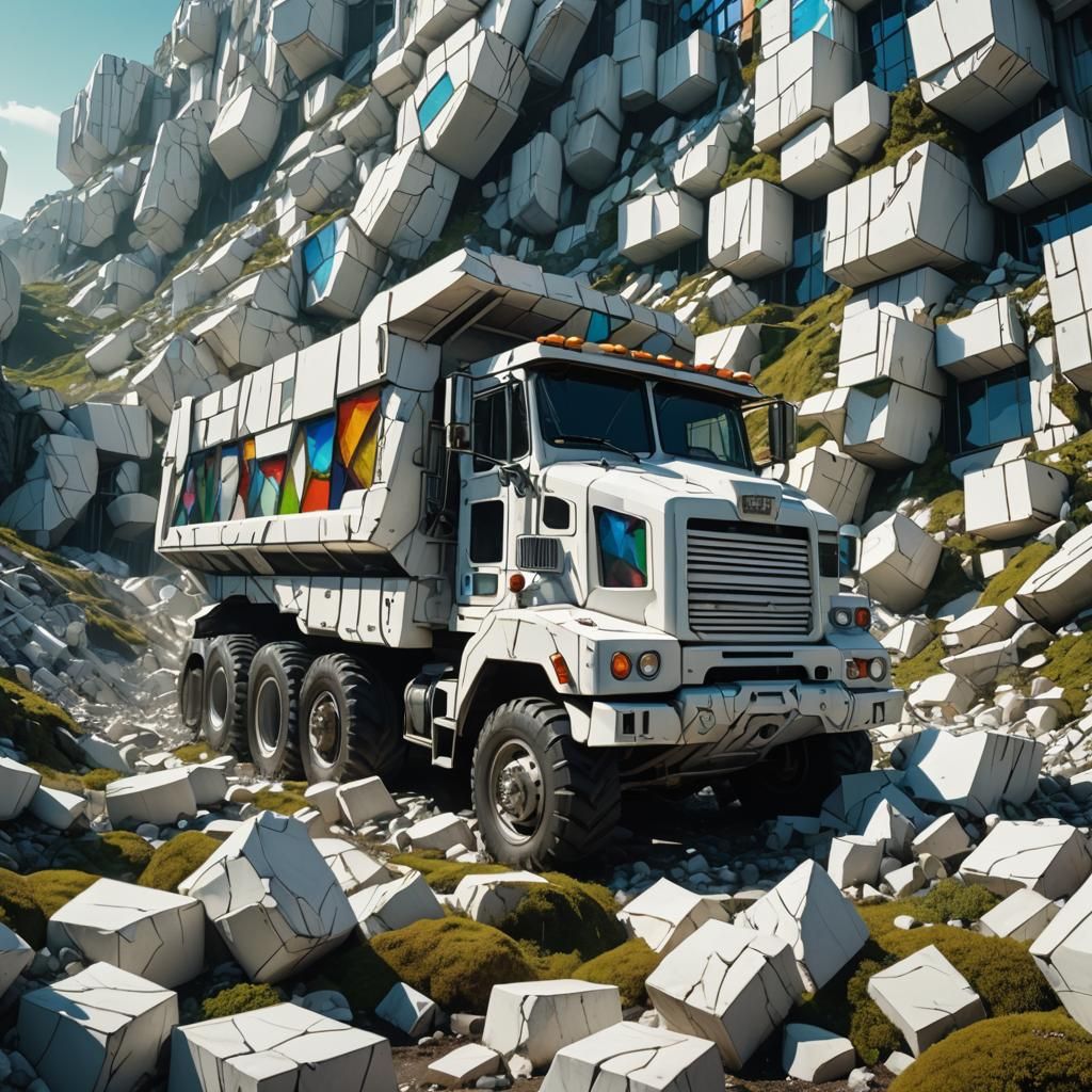 Stained Glass Quarry Truck in Giger Style