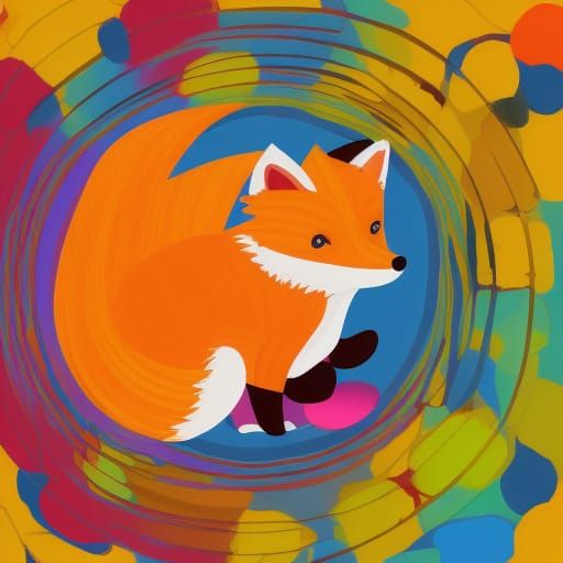 Orange Fox in Yellow Easter Egg: Abstract Art