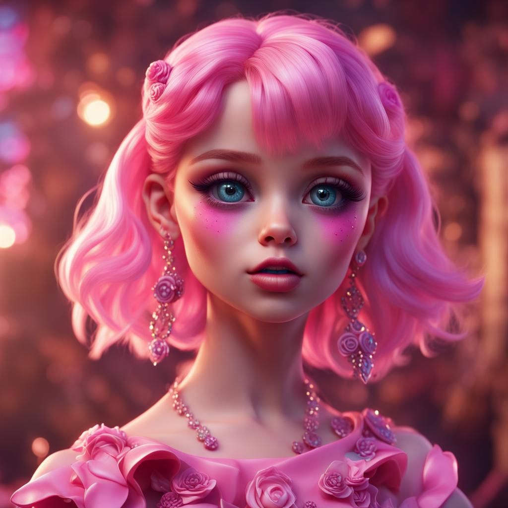 Girly Boy as Barbie: Detailed Matte Painting