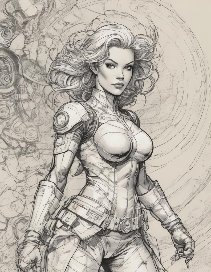 Marvel's Time Portal Heroine in Cyberpunk Comics Style