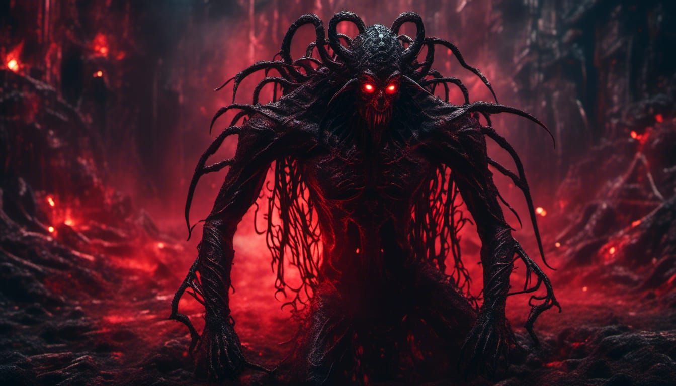 Mysterious Lovecraftian Demon in a Creepy Hellscape