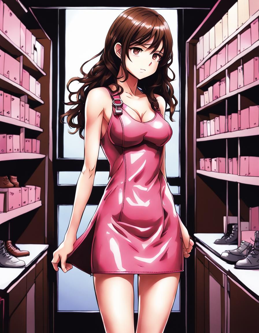Anime Style Girl in Pink Dress Illustration