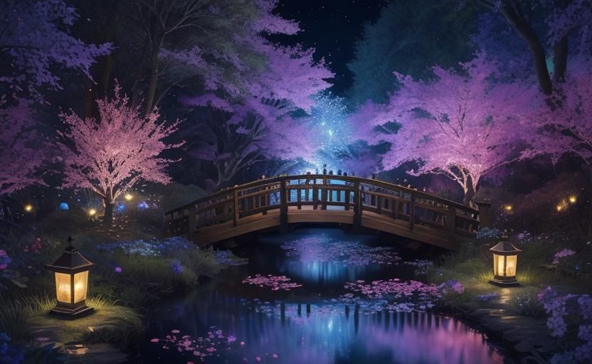 Enchanted Woodland Bridge with Magical Pixies
