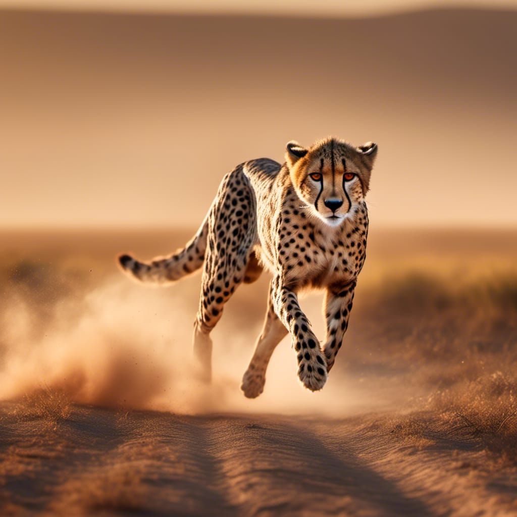 Cheetah Sprinting Across the Savanna: 3D Render