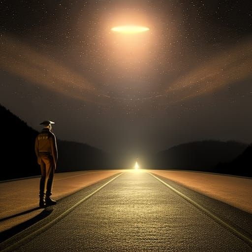 Sci-Fi Alien Abduction at Night by Greg Rutkowski