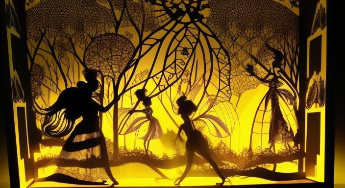 Intricate Fairytale Shadowbox with Backlit Fairies