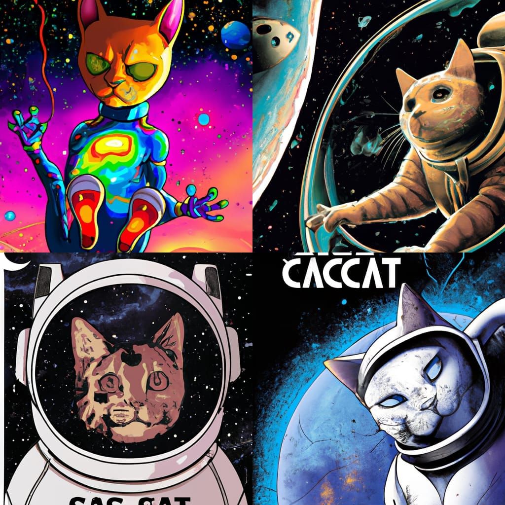 Space Cat in Comic Book Art Style