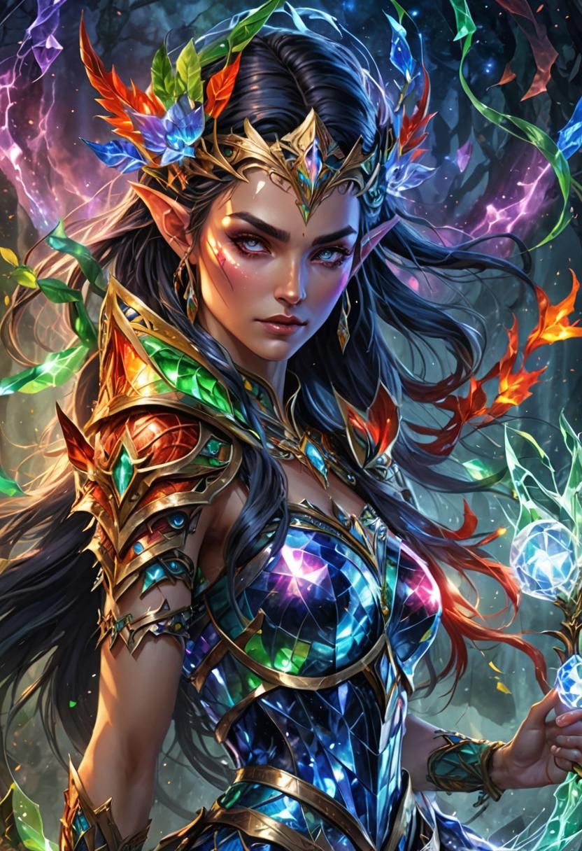 Sin Elven Goddess of War in Prismatic Detail