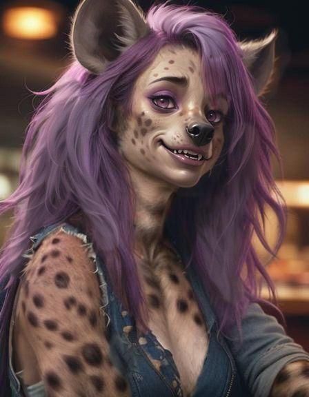 Gorgeous Furry Hyena Flirts in Smoky Dive Bar