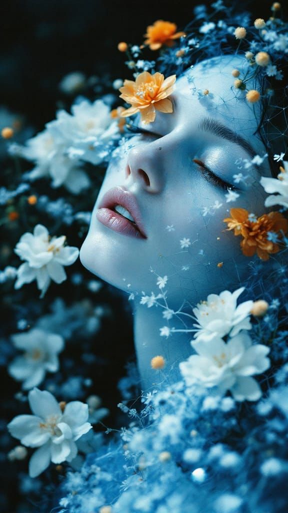 Dreamy Floral Portrait in Vintage Style