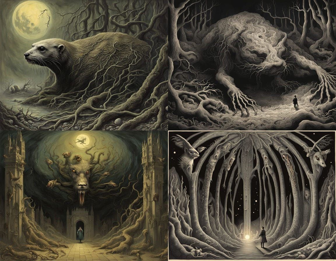 Surreal Ladybird Art depicting a Ghastly Alien Entity