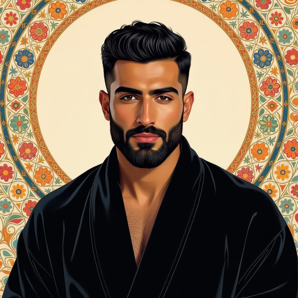 Proud Man in Velvet Robe, Impressionist Style