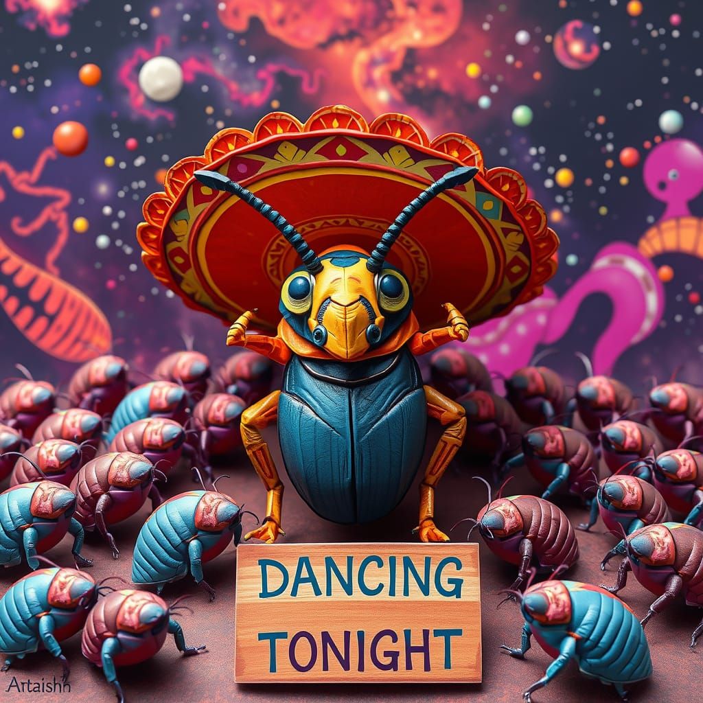 Scarab and Tardigrades Dance in Origami Nebulas