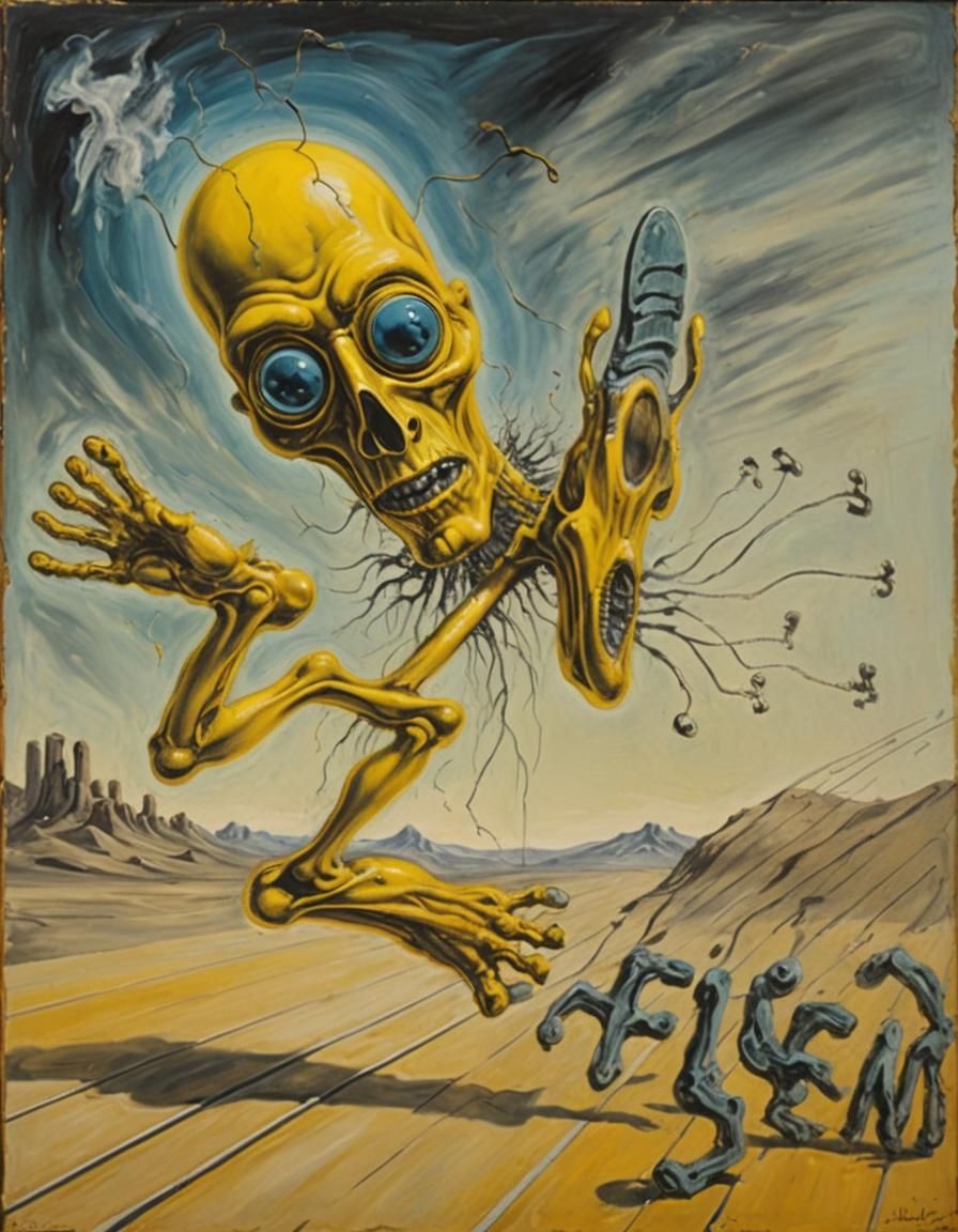 Surreal Cyclops Runner in Melting Oil Paint Style