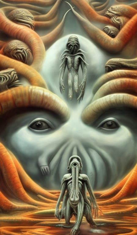 Surreal Hybrid: Organic Dystopia in Giger Style