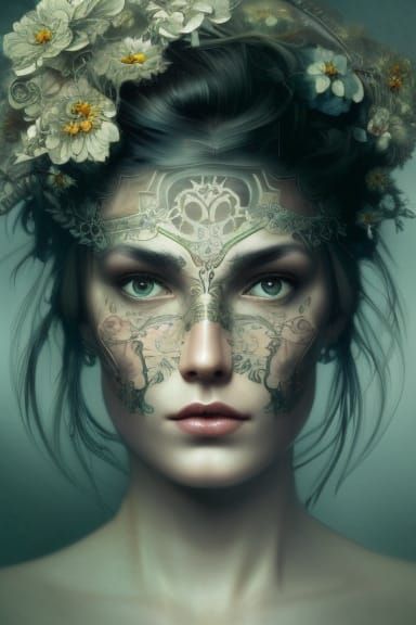 Ornate Floral Tattoo in Neo-Victorian Style