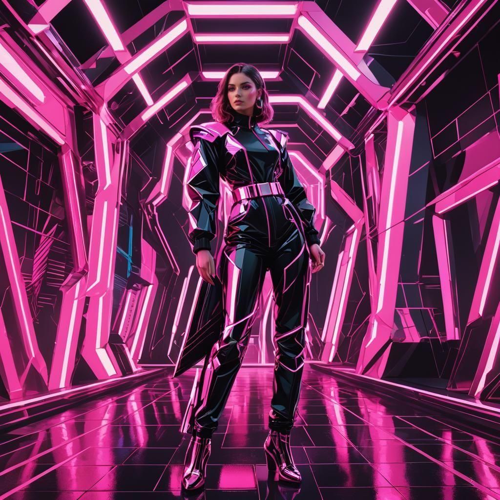 80's Theme: Beautiful Woman in Pink and Black