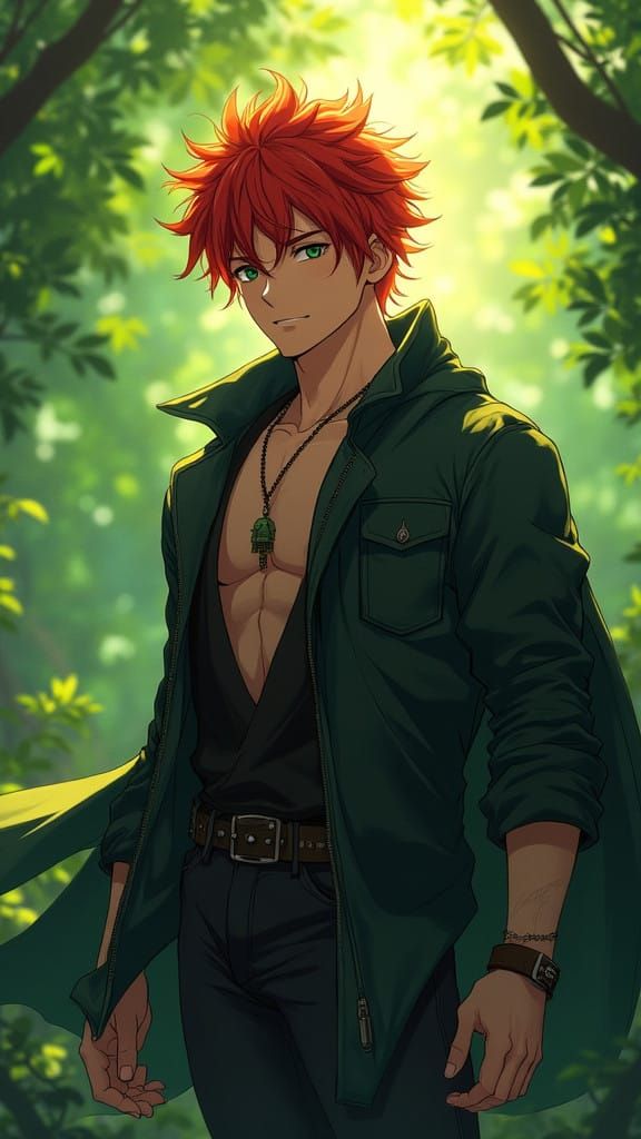 Red Haired Warrior in Emerald Forest