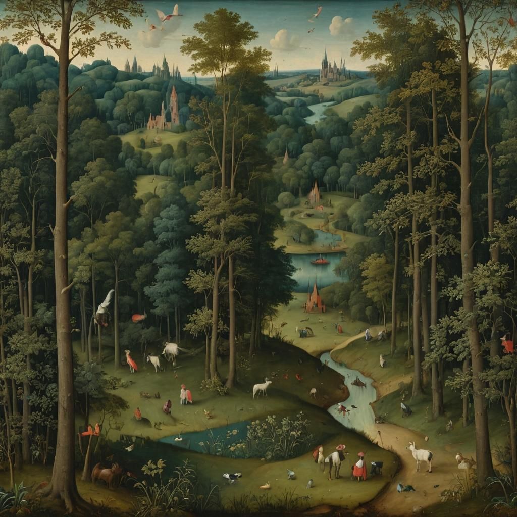 Fantastic Wooded Landscape in Renaissance Style