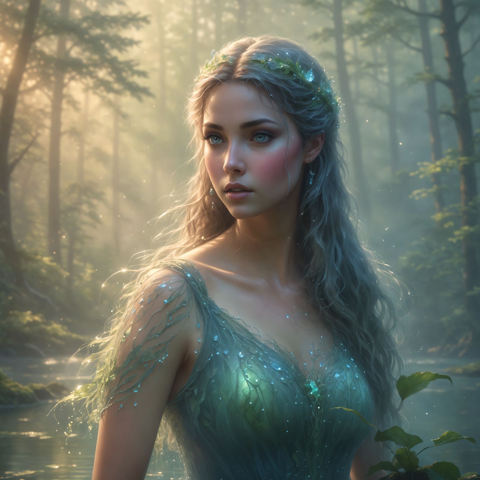 Ethereal Water Sprite in a Luminist Style