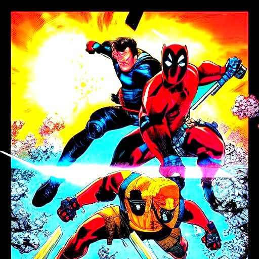 Deadpool and Wolverine vs. Avengers in Cosmic Battle