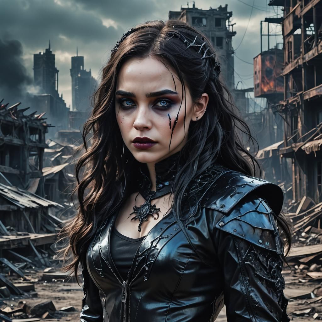 Gothic Vampire Princess in Dystopian Wasteland