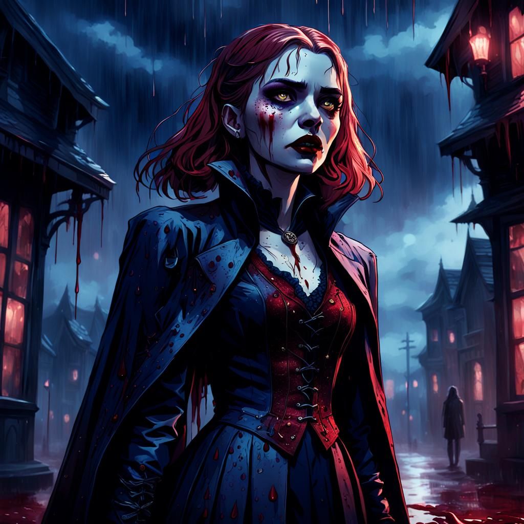 Noir Fantasy Vampire in Blood Rain