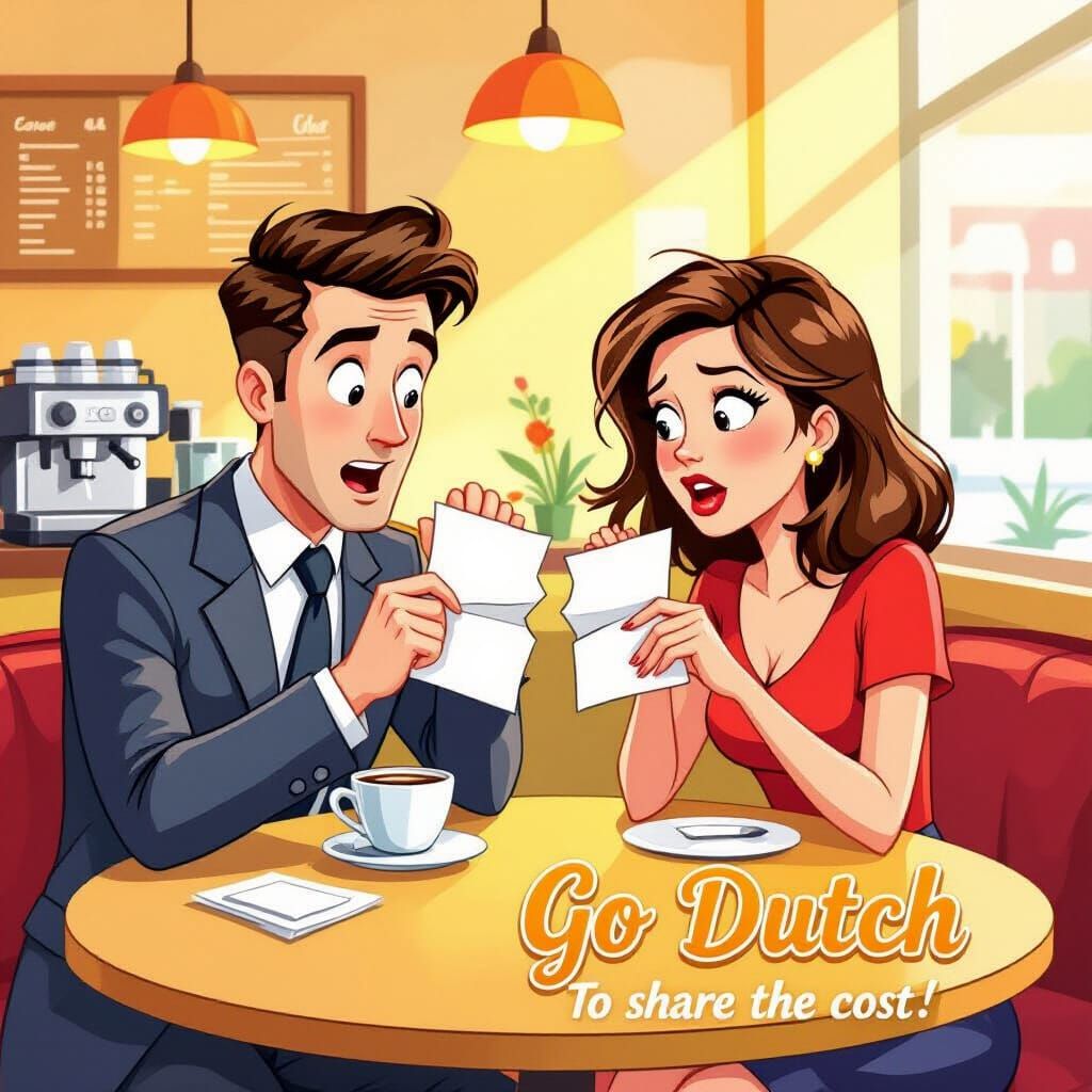 Couple Comically Splits Bill in Cartoon Cafe