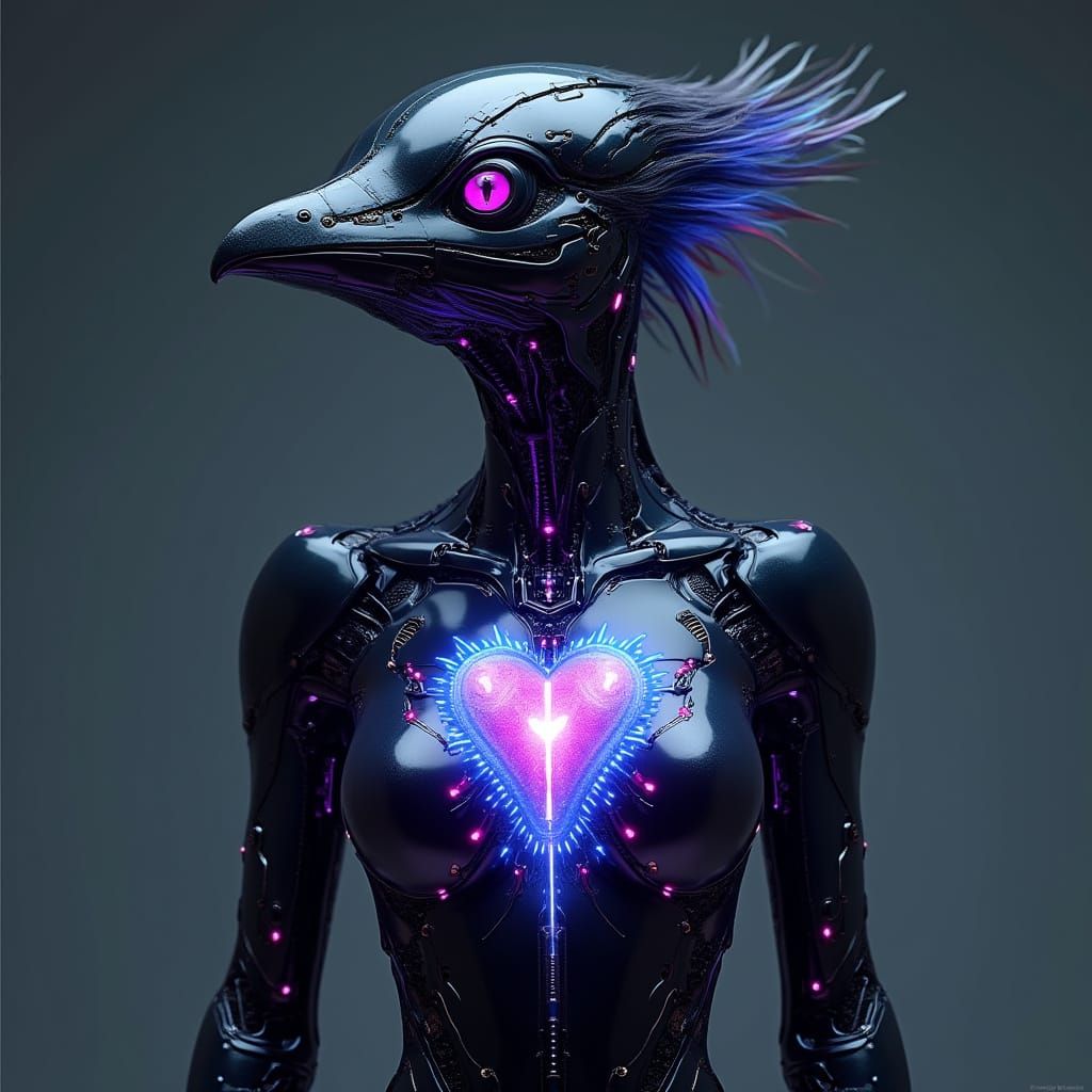 Cybernetic Aviatrix in Futuristic Armor