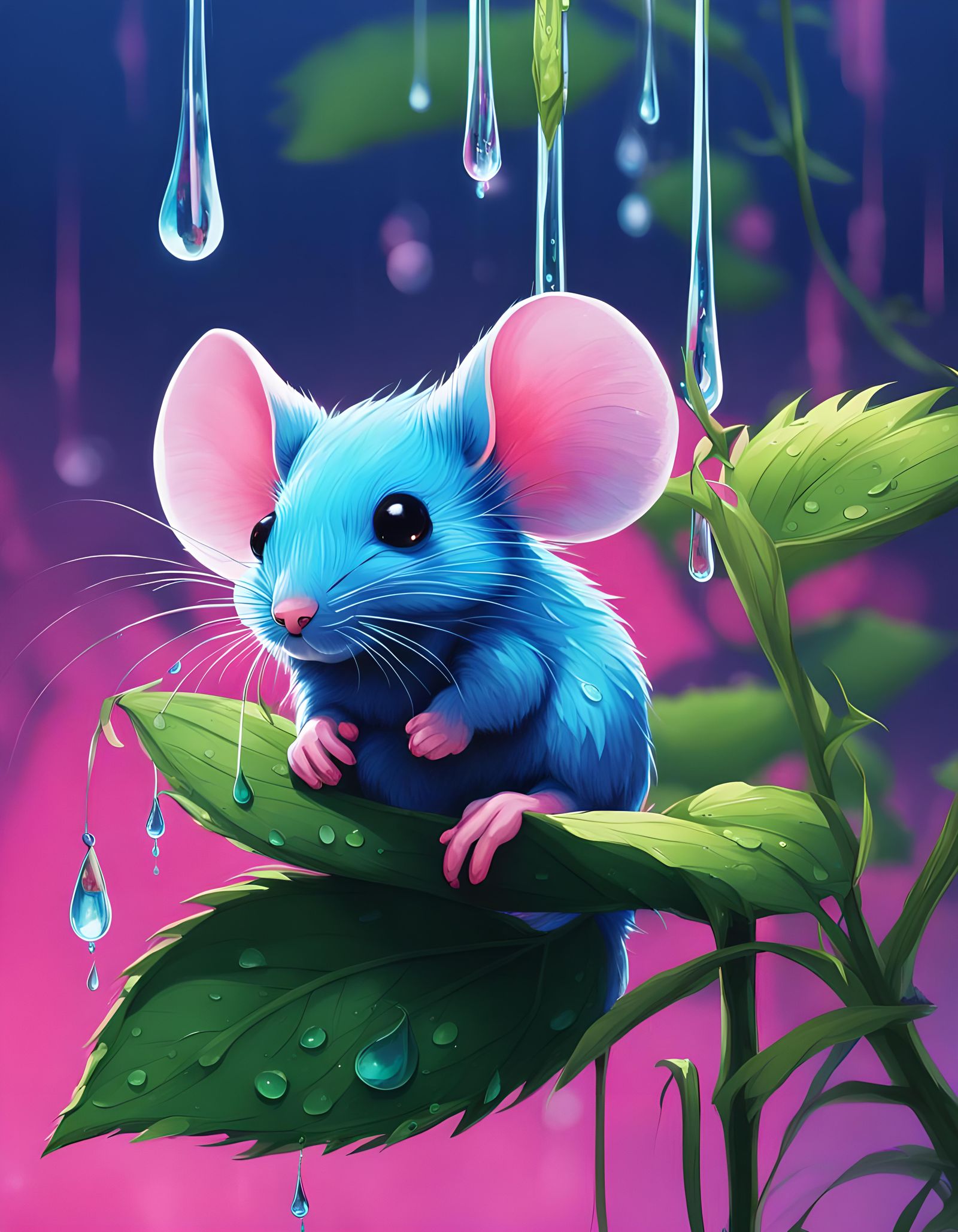 Anime Mouse in Neon Rain