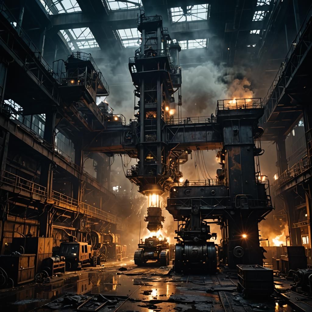 Grungy Industrial Scene with Metal Structures