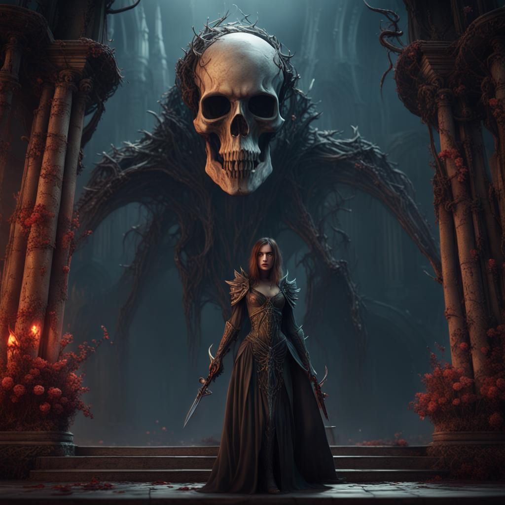 Death Standing Behind a Beautiful Girl