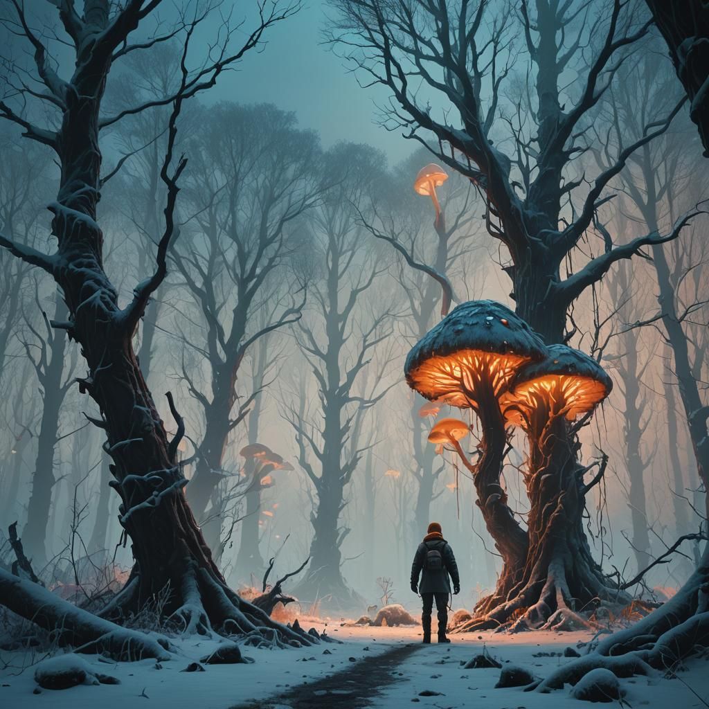 Frozen Terror in Dark Fantasy Horror Forest