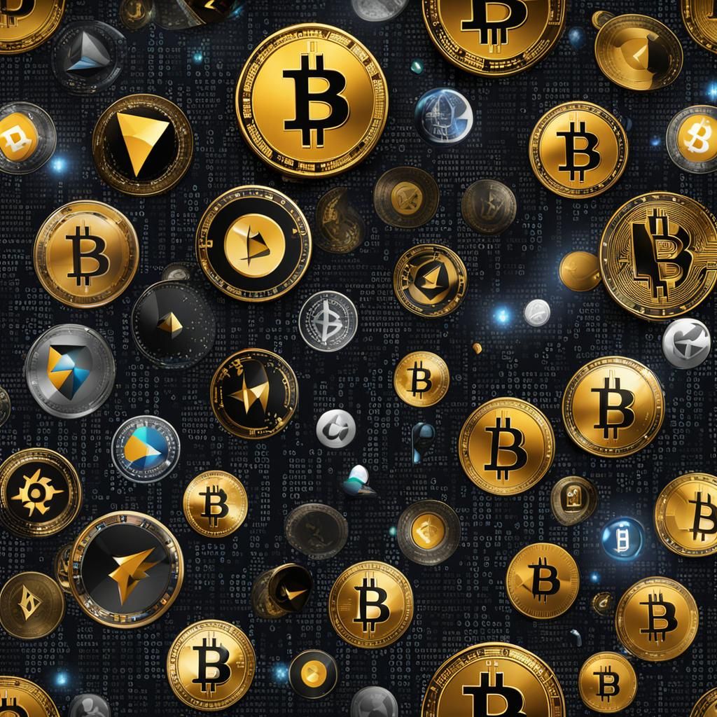 Cryptocurrencies on Binary Code Background