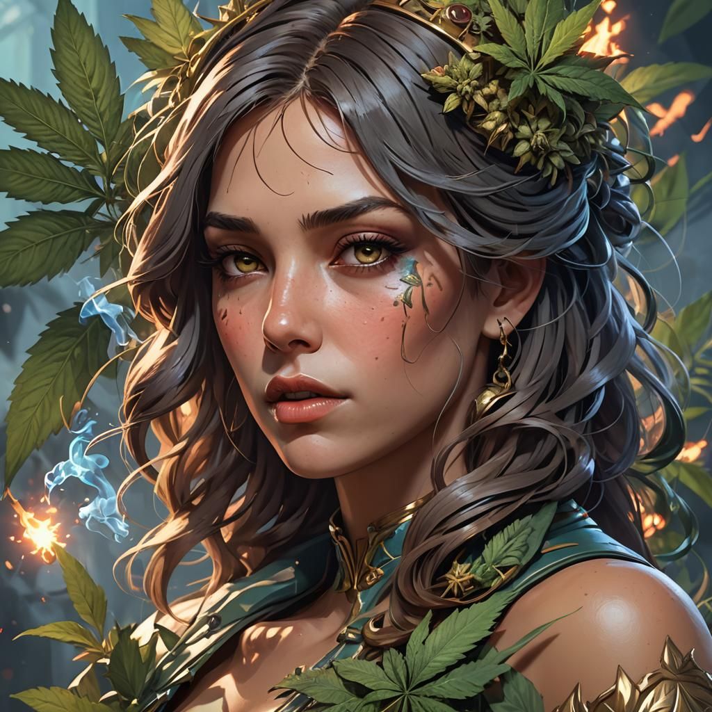 Video Game Women Smoking, Detailed Digital Art