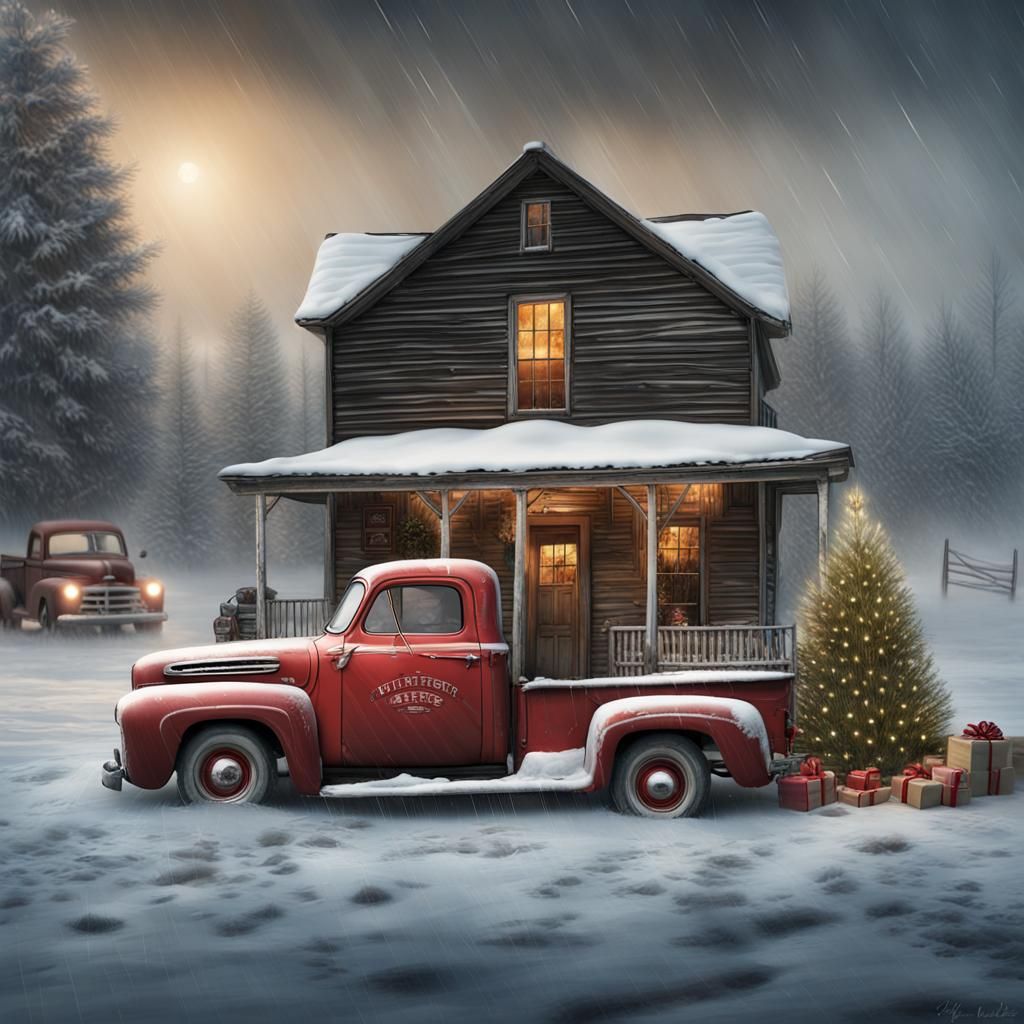 Winter at the Old Country Store with Ford Pickup