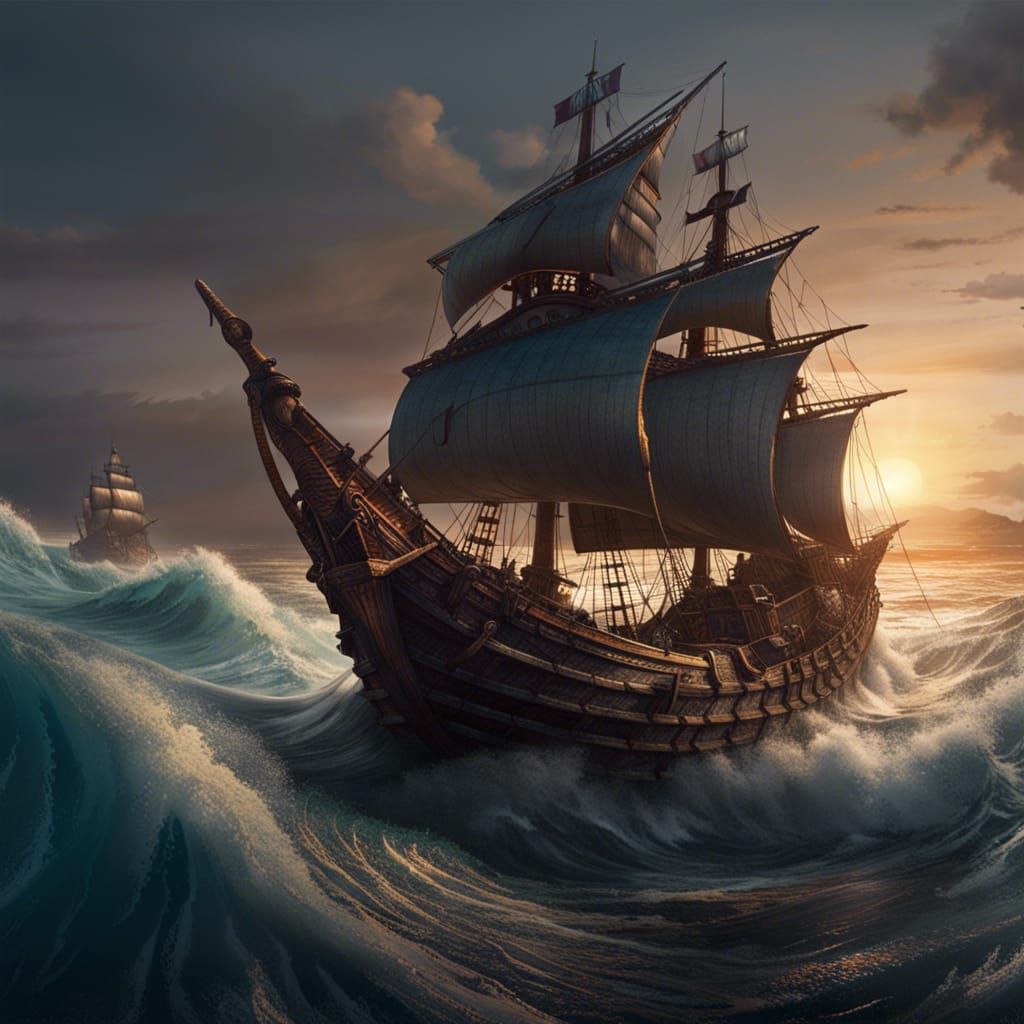 Medieval Ship Adventure in Fantasy Concept Art