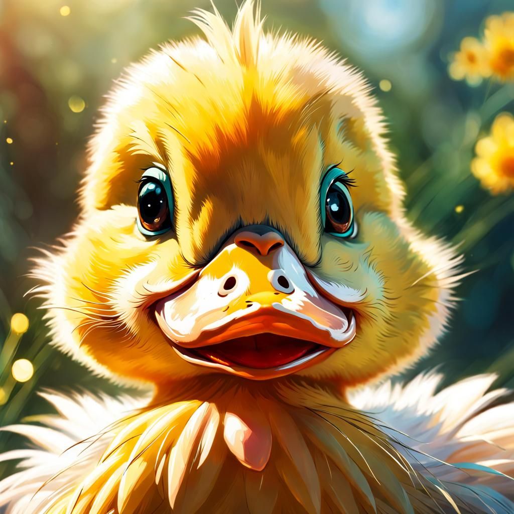 Laughing Duck Portrait in Detailed Digital Art Style