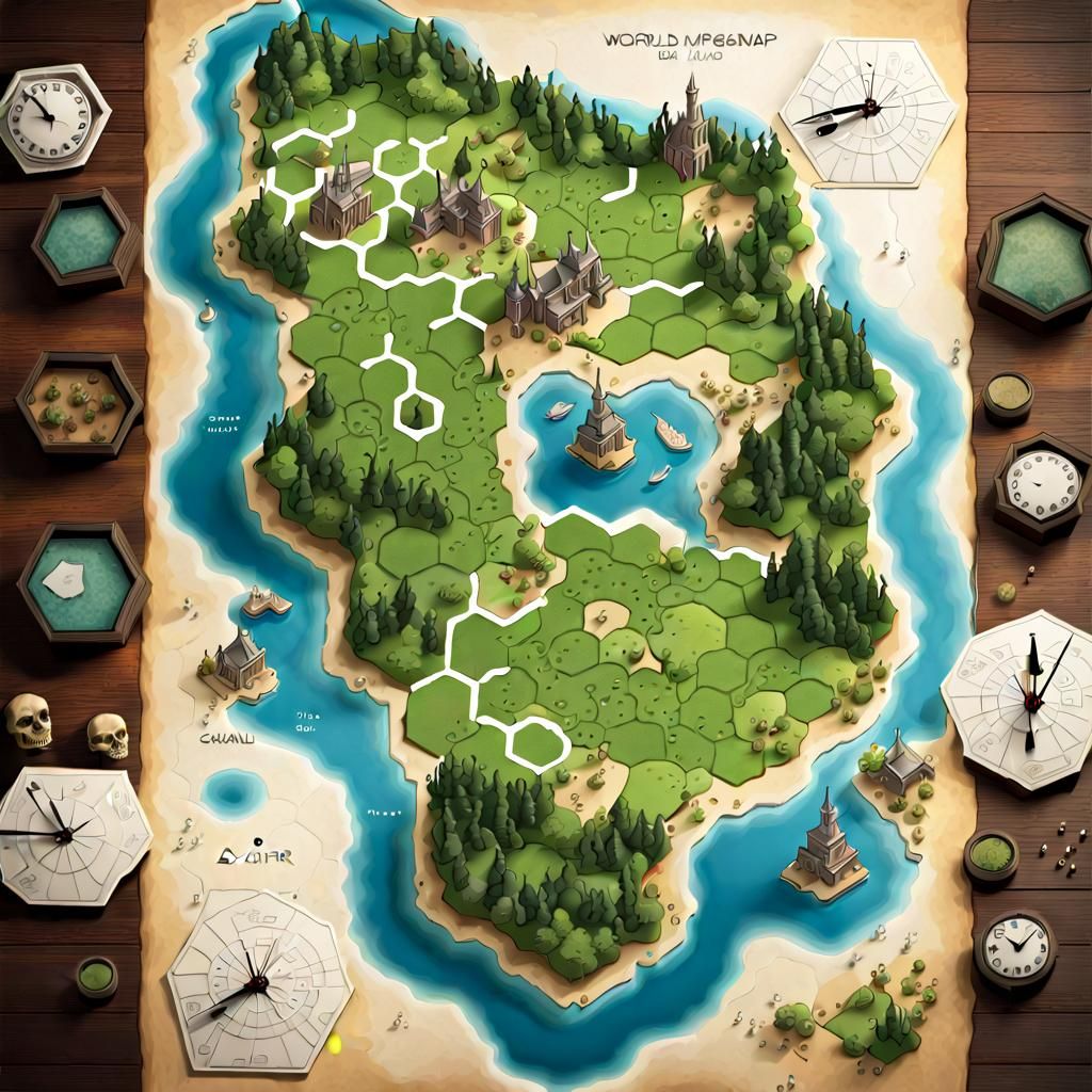 Adventure Game World Map in Anime Style