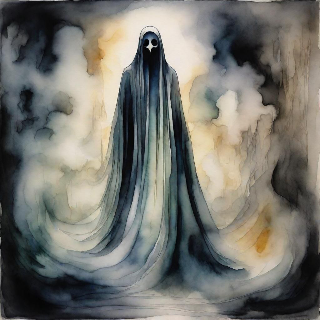 Smoky Ghost in Watercolor and Ink Illustration