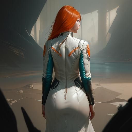 Medieval Lady in Leather Jacket, Hyperdetailed Concept Art