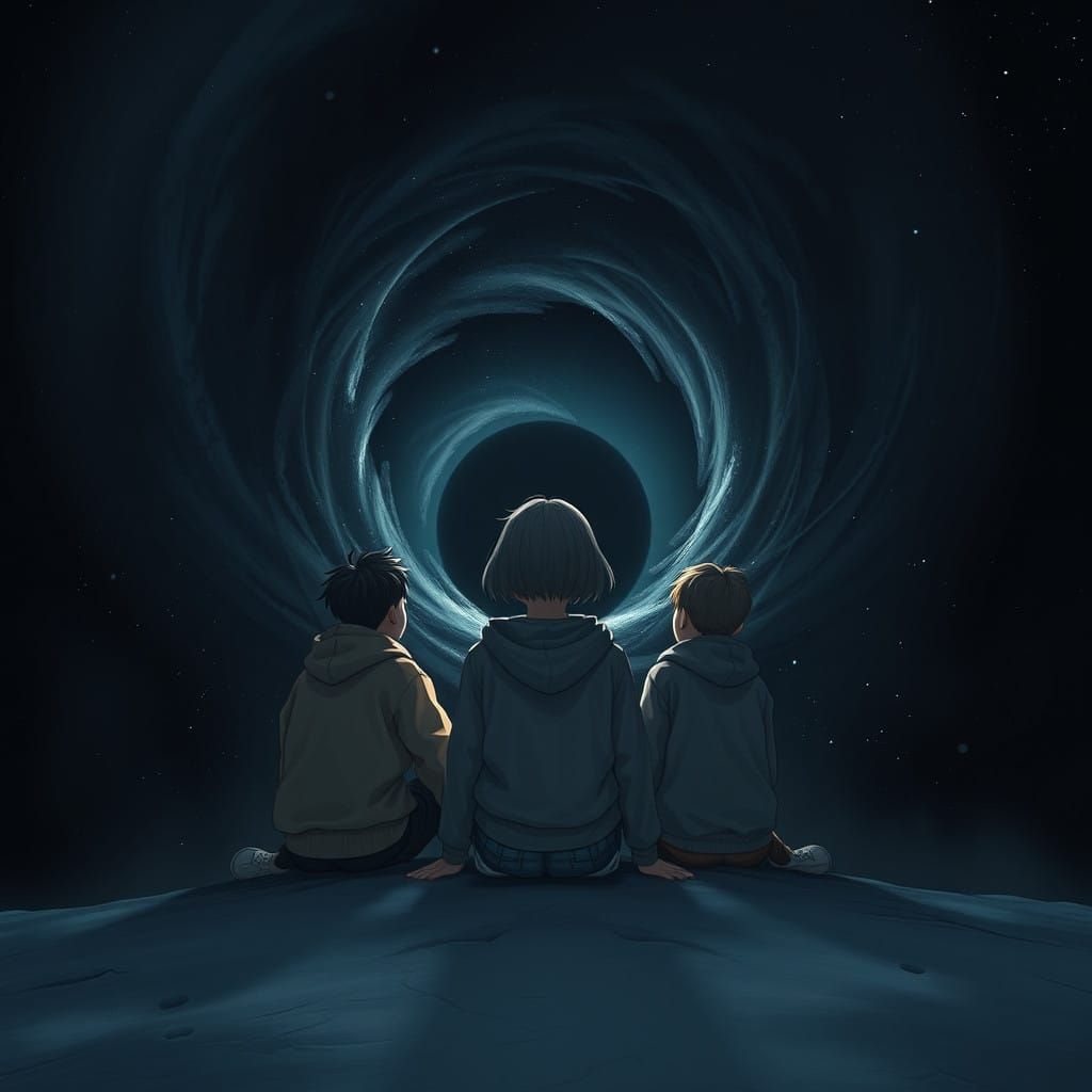 Friends Gaze in Wonder at a Swirling Black Hole on a Distant...