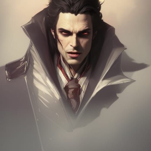 Handsome Vampire Prince Portrait in Hyperdetailed Style