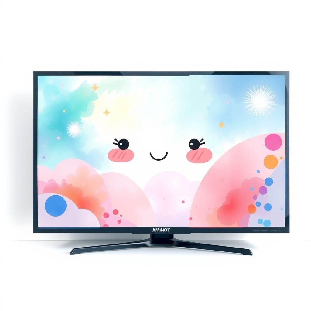 Beautiful Kawaii TV Screen Watercolor Painting