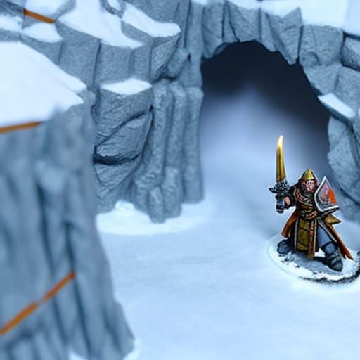 Epic Arctic Battle Diorama with Orcs and Dragon
