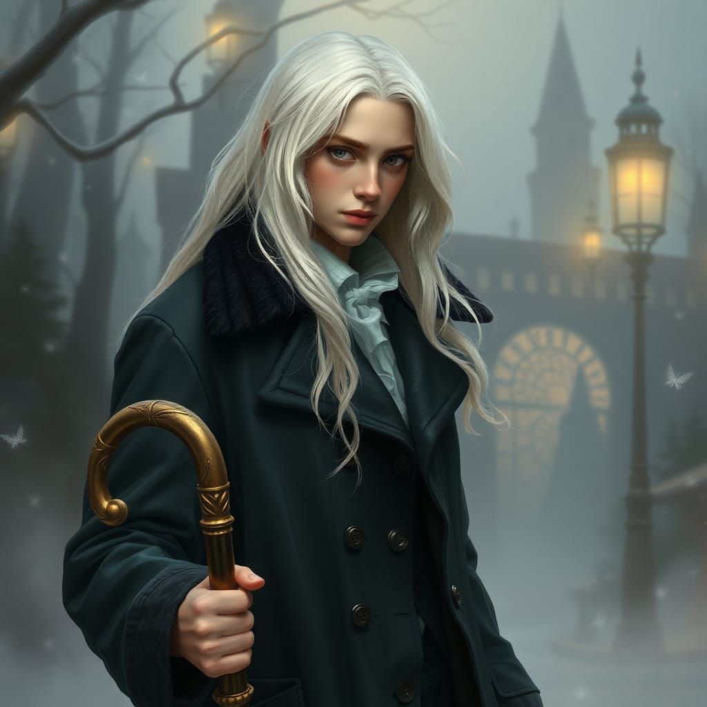 Young Man with Platinum Hair in Ethereal Style