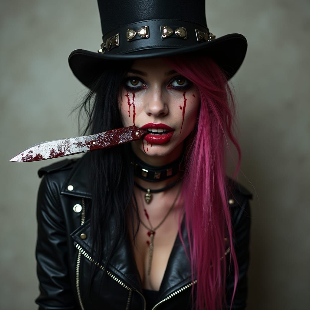 Edgy Punk Rock Girl with Bloody Details