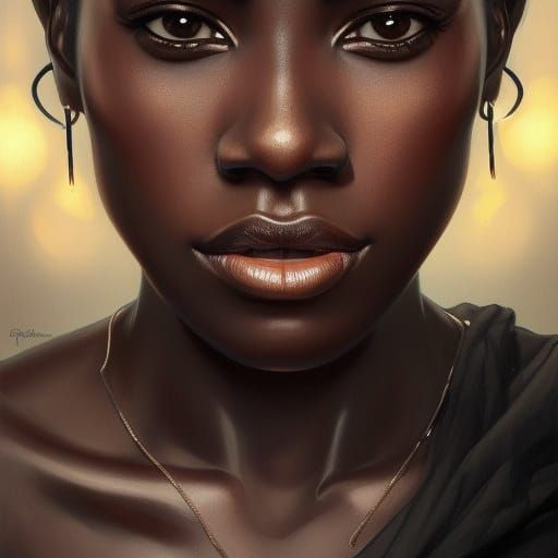 Detailed Portrait of a Dark-Skinned Beauty