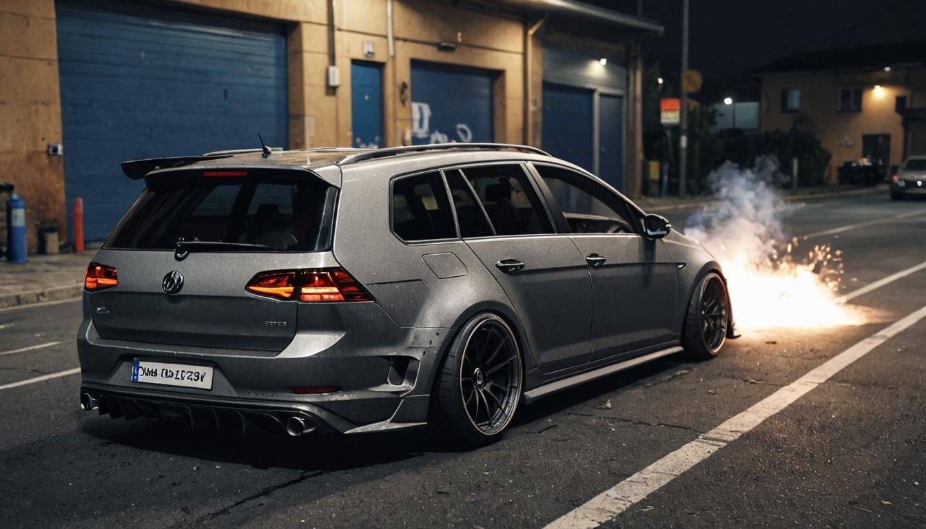 Modified VW Golf 7R Widebody Burnout