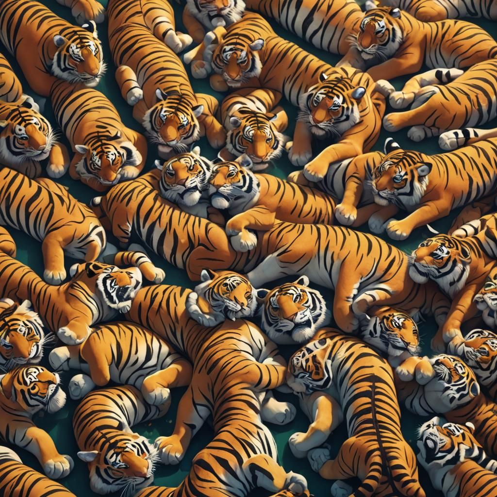 Tigers Sleeping: Pixar-Inspired 3D Digital Art